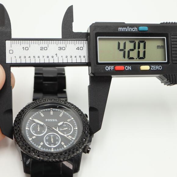 Fossil Black Acrylic 42mm Unisex Chronograph Watch Gem Set CH2672 w New Battery - Picture 2 of 14